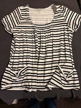 Woman Within Plus Size Smocked Neckline Tunic Top with Pockets